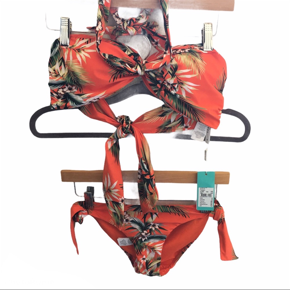 NWT Seafolly ocean alley twist bandeau bikini  set